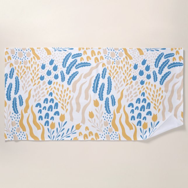Serviette De Plage Motif d'été moderne orange rose bleu rose (Devant)