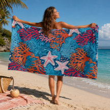 Motif d'étoiles de mer et de corail tropicaux