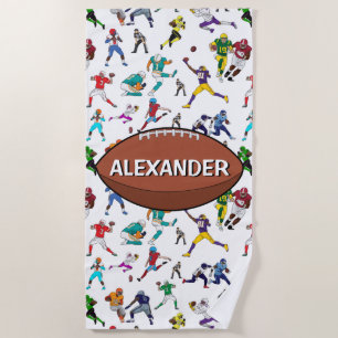 Serviette De Plage Motif d'illustrations personnalisées de football