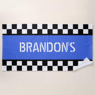 Serviette De Plage Motif d'indicateur blanc noir Cool personnalisé en