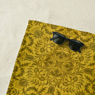 Serviette De Plage Motif doré jaune vigne sans couture de William Mor