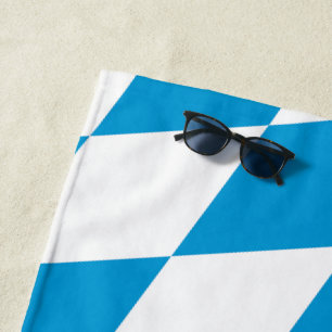 Serviette De Plage Motif Drapeau Diamant Bavière bleu et blanc