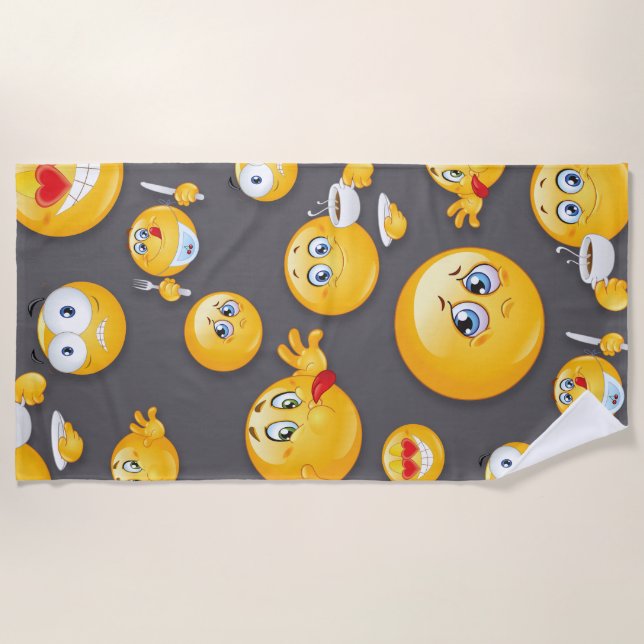 Serviette De Plage Motif Emoji 2 (Devant)