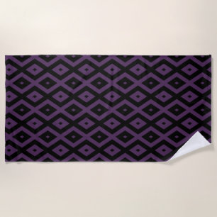 Serviette De Plage Motif en diamant noir et violet foncé