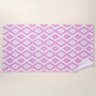 Serviette De Plage Motif en diamant rose et blanc
