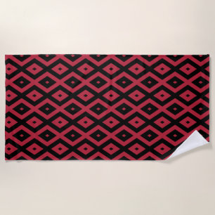Serviette De Plage Motif en diamant rouge et noir