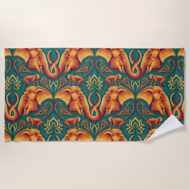 Serviette De Plage Motif Exotique Tapisserie Safari - Le Lotus Blanc (Devant)