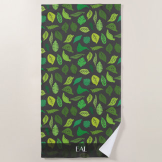 Serviette De Plage Motif Feuille botanique Personnalisé Monogramme