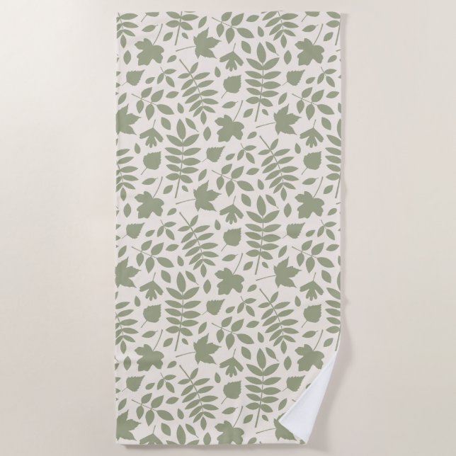 Serviette De Plage Motif Feuille déchiré vert sur crème (Devant)