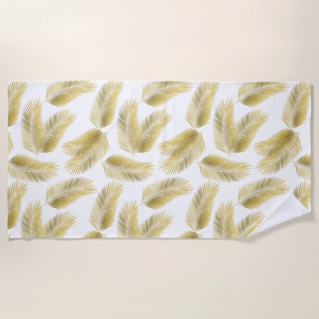 Serviette De Plage Motif Feuille Gold Foil Palm (Devant)