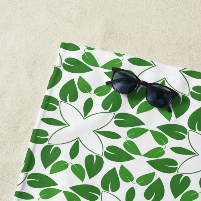 Serviette De Plage Motif Feuille, Motif De Feuilles, Feuilles Verts (En situation)