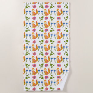 Serviette De Plage Motif floral rusé assez en pastel