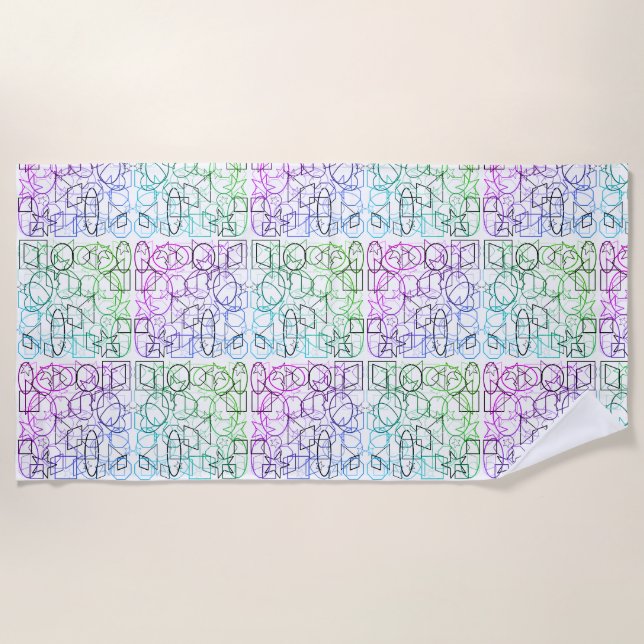 Serviette De Plage Motif géométrique Abstrait | Carrelé et filtré | (Devant)