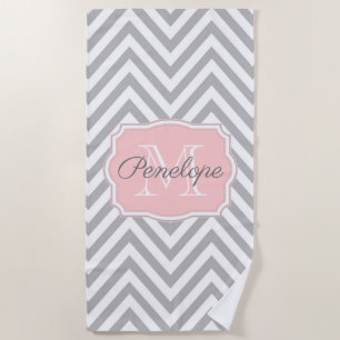 Serviette De Plage Motif Grey Chevron