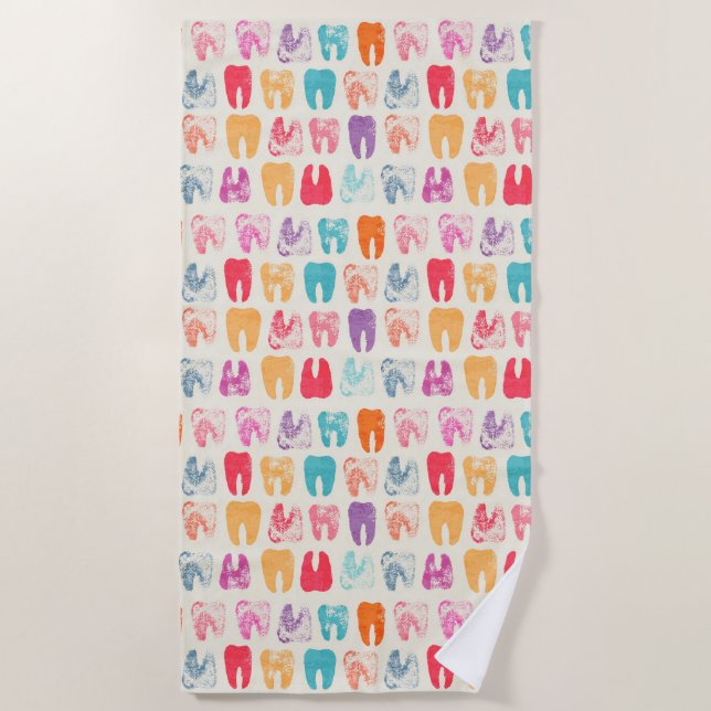 Serviette De Plage Motif grunge de dent (Devant)