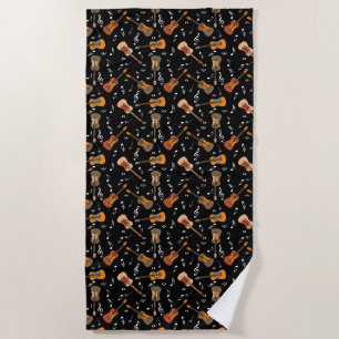 Serviette De Plage Motif Guitare Music Notes