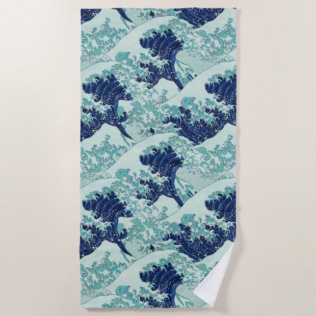 Serviette De Plage Motif Hokusai Blue Waves (Devant)
