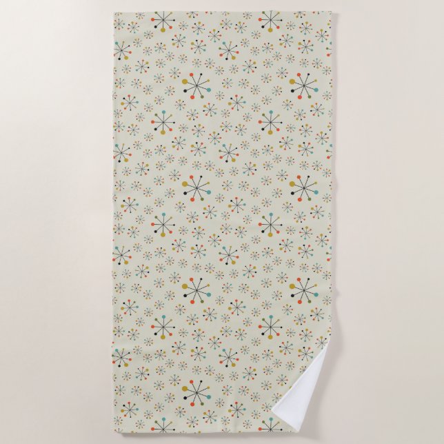Serviette De Plage Motif inspiré atomique de la moitié du siècle (Devant)
