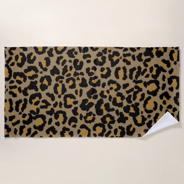 Serviette De Plage Motif léopard en naturel 2 (Devant)