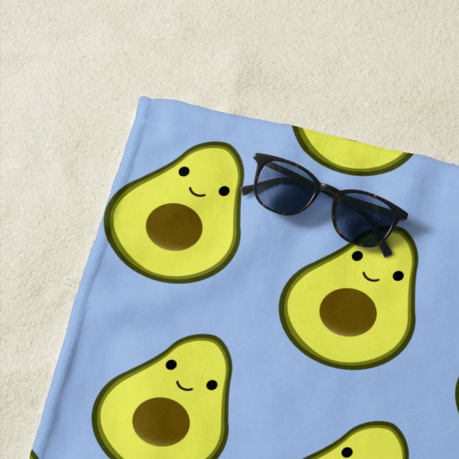 Serviette De Plage Motif mignon d'avocat de Kawaii (En situation)