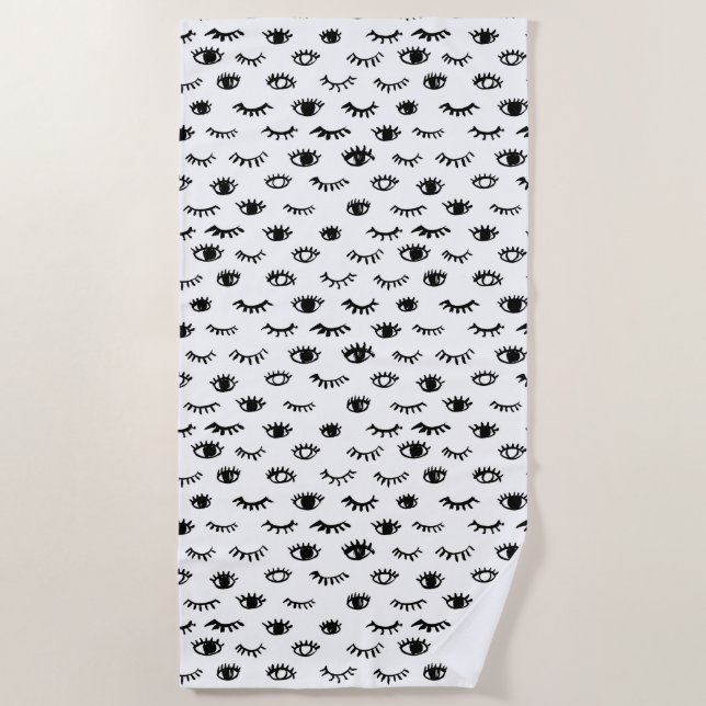 Serviette De Plage Motif mignon de cil de griffonnage (Devant)