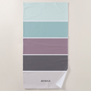 Serviette De Plage Motif moderne à bandes personnalisées