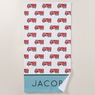 Serviette De Plage Motif moderne de camions-pompiers Enfants personna