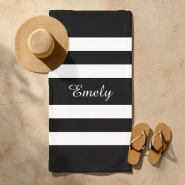 Serviette De Plage Motif Moderne De Grandes Blancs Et Noires