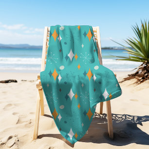 Serviette De Plage Motif moderne du milieu du siècle en Turquoise