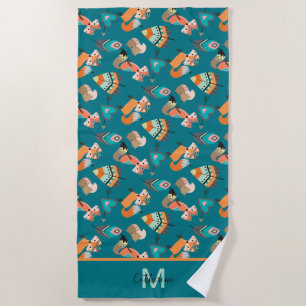 Serviette De Plage Motif Monogramme de Fox Tribal