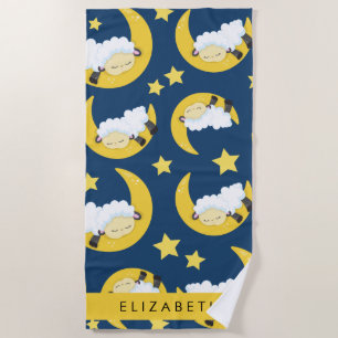 Serviette De Plage Motif mouton, Mouton dormant, Lune, Votre Nom