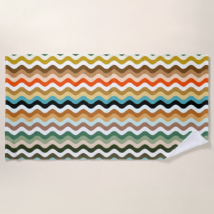 Serviette De Plage Motif multicolore Wavy Zigzag