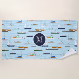 Serviette De Plage Motif nautique amusant Une journée sur la rivière