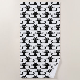 Serviette De Plage Motif noir de chats de Kitty - amoureux des