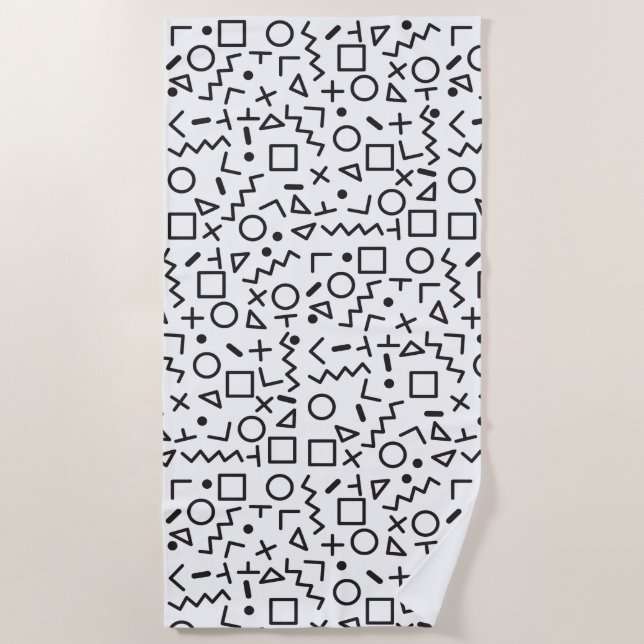 Serviette De Plage motif noir et blanc des années 90 (Devant)