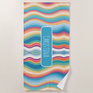 Serviette De Plage Motif personnalisé couleur vague