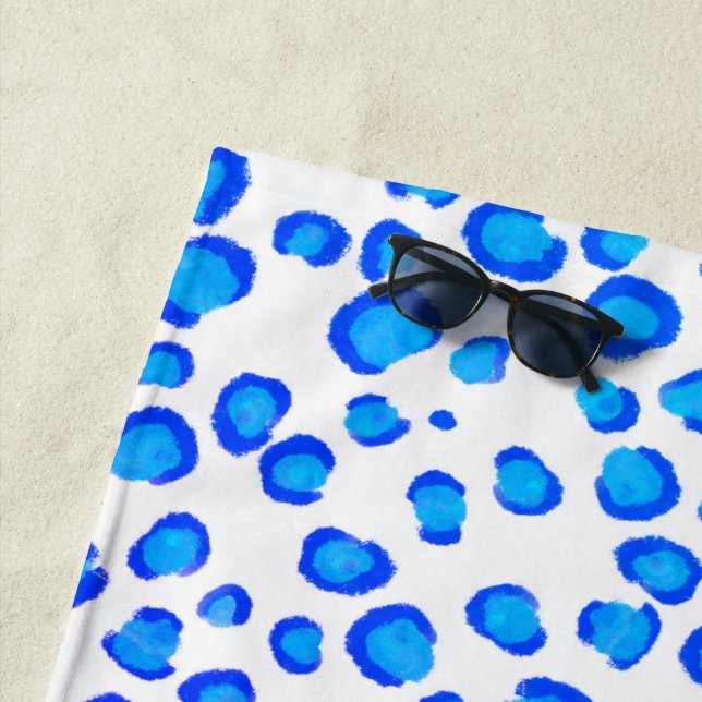 Serviette De Plage Motif Poster de animal moderne bleu violet (En situation)
