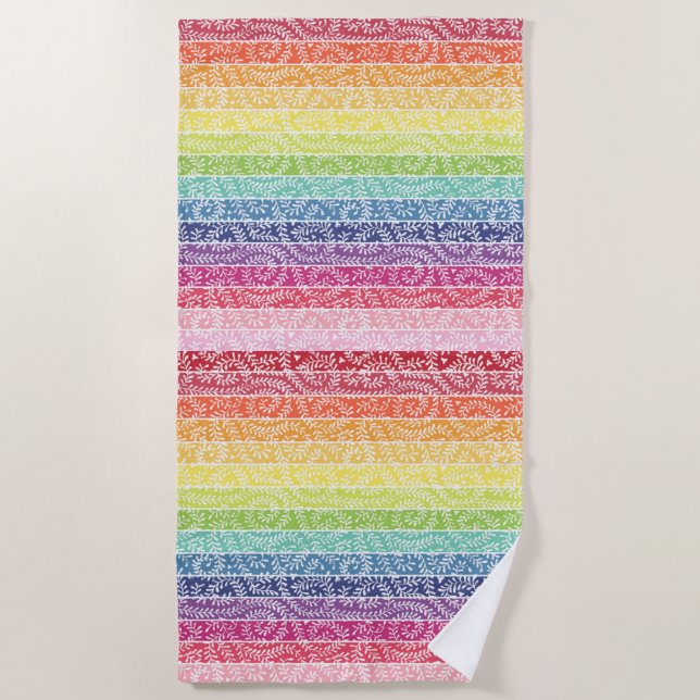 Serviette De Plage Motif Rainbow Leaf Boho (Devant)