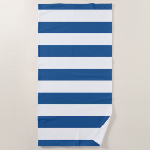 Serviette De Plage Motif rayé blanc bleu de mer turque