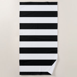 Serviette De Plage Motif rayé blanc noir audacieux moderne