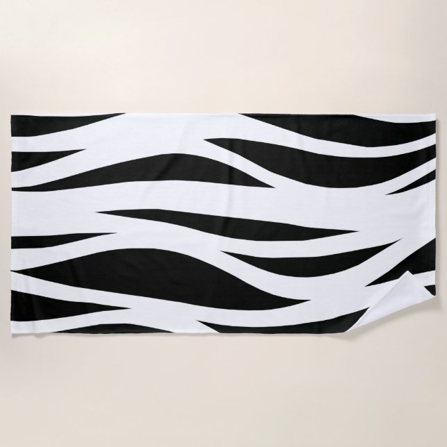 Serviette De Plage Motif rayé noir et blanc (Devant)