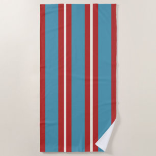 Serviette De Plage Motif rayé rouge et bleu vibrant Design Moderne