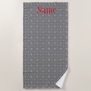 Serviette De Plage Motif rayonnant noir blanc Thunder_Cove