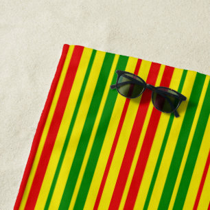 Serviette De Plage Motif rayures jaunes rouges vertes