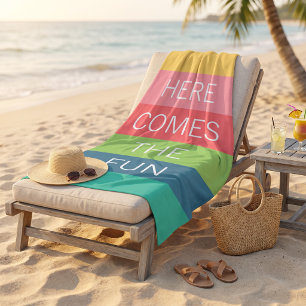 Serviette De Plage Motif rayures personnalisé joyeux lumineux soleil