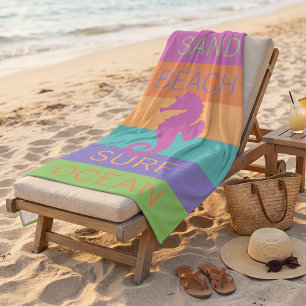 Serviette De Plage Motif rayures personnalisé joyeux lumineux soleil