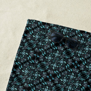 Serviette De Plage Motif Répétitif Abstrait Aquatique Ombré en Spiral