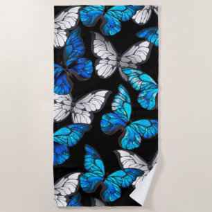 Serviette De Plage Motif sans couleur foncée avec papillons bleus Mor