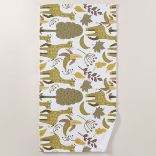 Serviette De Plage Motif sans couture Giraffe jaune blanc arrière - p
