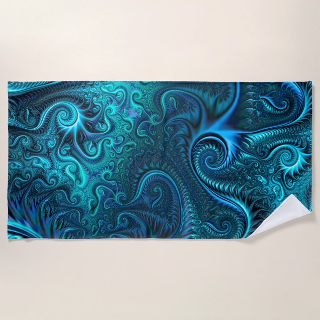 Serviette De Plage Motif spiral bleu et Turquoise Octopus Tentacles (Devant)